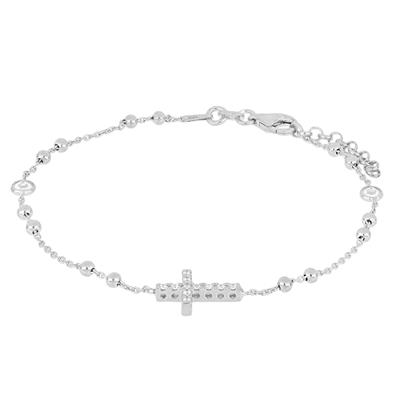 BRACCIALE ROSARIO CROCE IN ARGENTO 925°/°° CON ZIRCONI