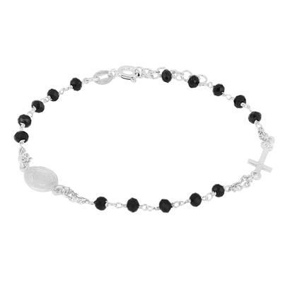 BRACCIALE ROSARIO ONICE 3MM DOPPIA CATENA IN ARGENTO 925°/°°