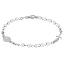 BRACCIALE ROSARIO PERLE MM4 IN ARGENTO 925°/°°