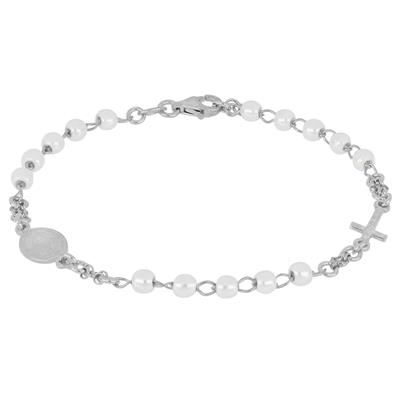 BRACCIALE ROSARIO PERLE MM4 IN ARGENTO 925°/°°