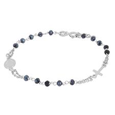 BRACCIALE ROSARIO DOPPIA CATENA BLUE IN ARGENTO 925°/°°