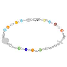 BRACCIALE ROSARIO ZIRCONI MULTICOLOR DOPPIA CATENA ARGENTO 925°/°°