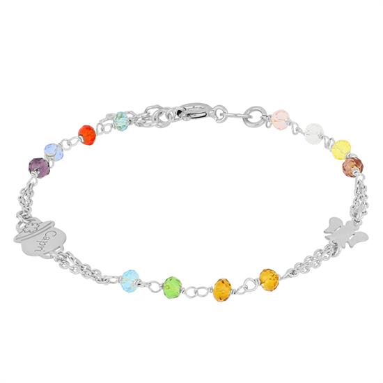 BRACCIALE DOPPIA CATENA ANGELO CAMPANELLA MULTICOLOR ARGENTO 925°/°°