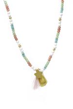 COLLANA PIETRA DURA COLORATA ,CONCHIGLIA, NAPPINA IN ARGENTO 925°/°°