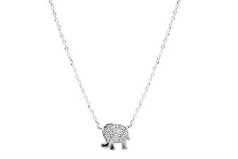 COLLANA ELEFANTE RODIO IN ARGENTO 925°/°° ZIRCONI