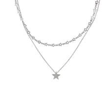 COLLANA DOPPIO FILO MULTI E MONO STELLA ENDENTE ZK ARGENTO 925°/°°