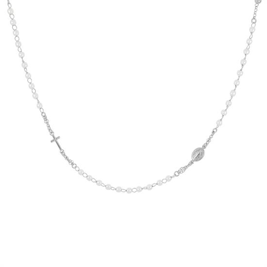 COLLANA ROSARIO GIROCOLLO PERLE MM4 IN ARGENTO 925°/°° CM50