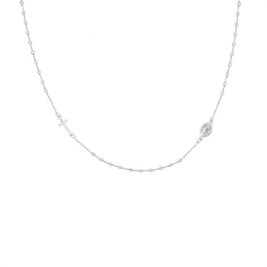 COLLANA ROSARIO GIROCOLLO IN ARGENTO 925°/°° MM 2,5 DIAMANTATO