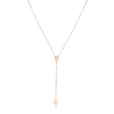 ROSARIO PENDENTE DIAMANTATO ROSE' 2,5MM IN ARGENTO 925°/°°