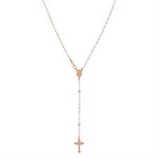 COLLANA ROSARIO ROSE' PERLE PENDNETE IN ARGENTO 925°/°°