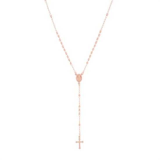 COLLANA ROSARIO PENDENTE LISCIO ROSE' 3MM IN ARGENTO 925°/°°