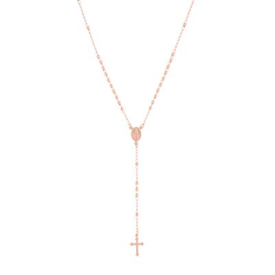 COLLANA ROSARIO PENDENTE LISCIO ROSE' 3MM IN ARGENTO 925°/°°