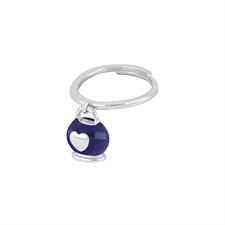 ANELLO CAMPANELLA CUORE ARGENTO 925°/°° ZIRCONI E SMALTO DARK BLUE