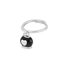 ANELLO CAMPANELLA CUORE ARGENTO 925°/°° ZIRCONI E SMALTO BLACK