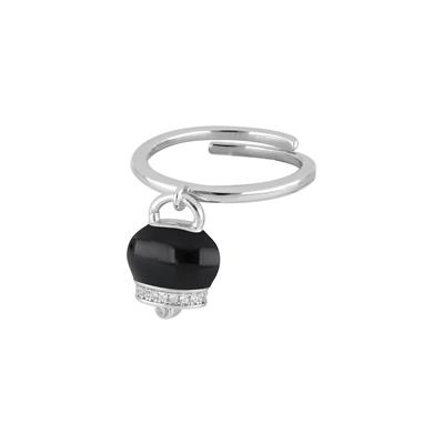 ANELLO CAMPANELLA PICCOLA ARGENTO 925°/°° ZIRCONI SMALTO BLACK