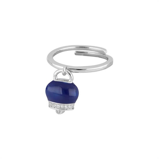 ANELLO CAMPANELLA PICCOLA ARGENTO 925°/°° ZIRCONI SMALTO DARK BLUE