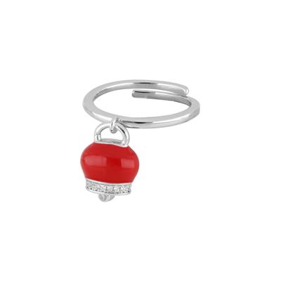 ANELLO CAMPANELLA PICCOLA ARGENTO 925°/°° ZIRCONI SMALTO RED