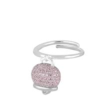 ANELLO CAMPANELLA PICCOLA RODIO ZIRCONI PINK IN ARGENTO 925°/°°