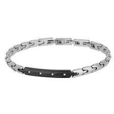 BRACCIALE MAGLIA A SPINA E TAGHETTA ZIRCONI WHITE IN ACCIAIO