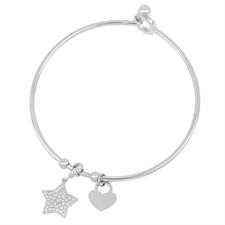 BRACCIALE MANETTA SILVER CON STELLA PAVE' IN ACCIAIO