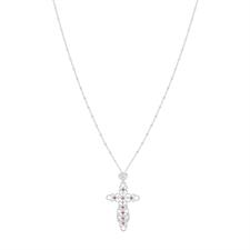 COLLANA CATENA DIAMANTATA E CROCE IN ARGENTO 925°/°°