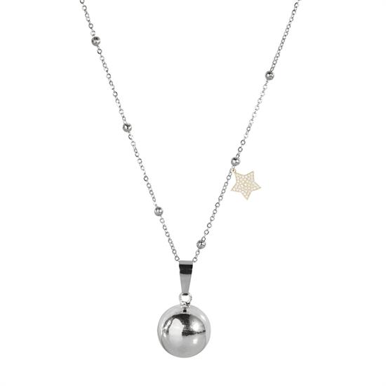 COLLANA CHIAMA ANGELI SFERA LISCIA BRASS E STELLA PAVE