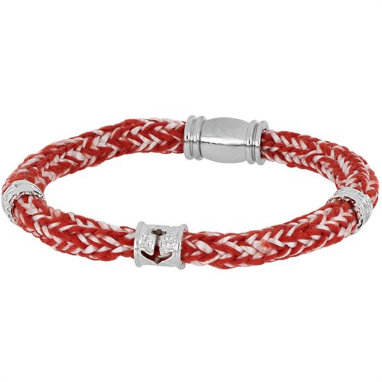 BRACCIALE CON ELEMENTI IN ACCIAIO CON SAGOLA RED