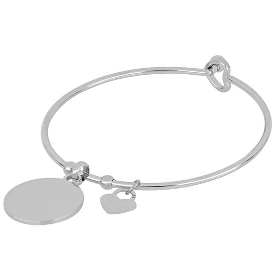 BRACCIALE MANETTA SILVER CON TONDO IN ACCIAIO