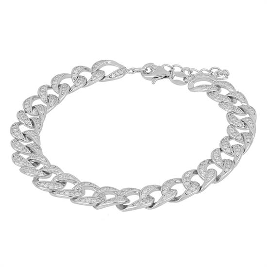 BRACCIALE GROUMETTA ZIRCONATA IN ARGENTO 925°/°°