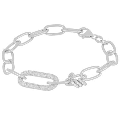 BRACCIALE OVALI CON CENTRALE ZIRCONATO E RONDELLE IN ARGENTO 925°/°°