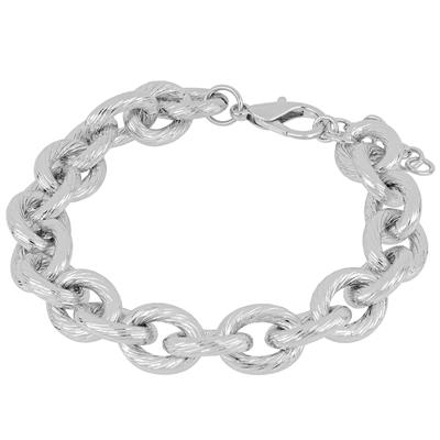 BRACCIALE MAGLIE OVALI RIGATE IN ALLUMINIO