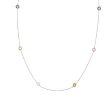 COLLANA ZIRCONI COLORATI RODIO IN ARGENTO 925°/°°