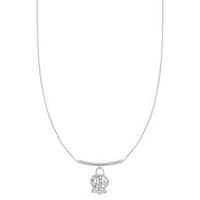 COLLANA BARRETTA CAMPANELLA TRAFORATA GRANDE CZ W ARGENTO 925°/°°