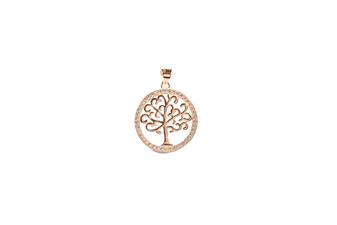 PENDNETE ALBERO DELLA VITA ROSE' ZIRCONATO IN ARGENTO 925°/°°