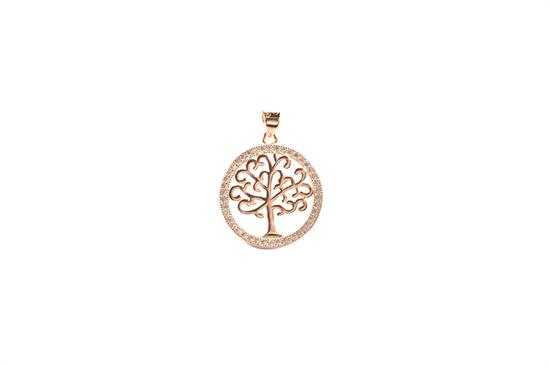 PENDNETE ALBERO DELLA VITA ROSE' ZIRCONATO IN ARGENTO 925°/°°