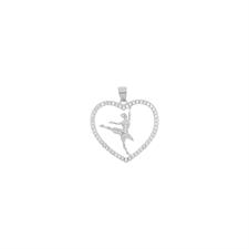 PENDENTE CUORE CON BALLERINA ZIRCONATO IN ARGENTO 925°/°°