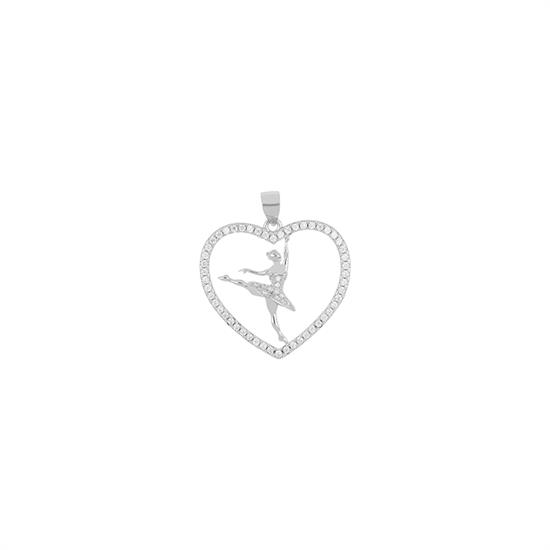 PENDENTE CUORE CON BALLERINA ZIRCONATO IN ARGENTO 925°/°°