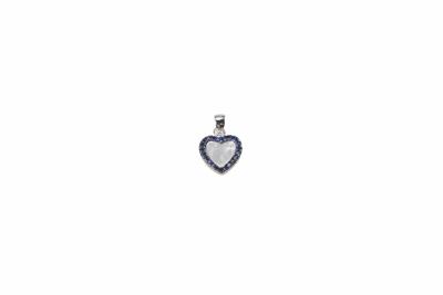 PENDENTE CUORE ZIRCONI BLU MADREPERLA IN ARGENTO 925°/°°