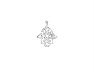 PENDENTE MANO DI FATIMA TRAFORATA ZIRCONI WHITE ARGENTO 925°/°°