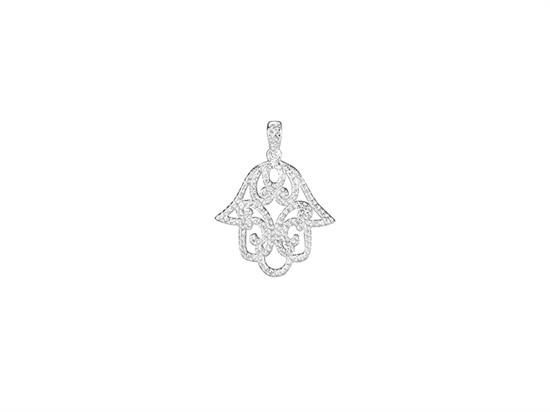 PENDENTE MANO DI FATIMA TRAFORATA ZIRCONI WHITE ARGENTO 925°/°°