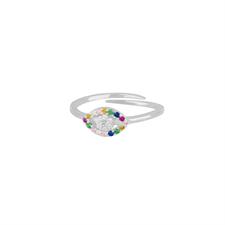 ANELLO OCCHIO RODIO ZIRCONI MULTICOLOR IN ARGENTO 925°/°° REGOLABILE