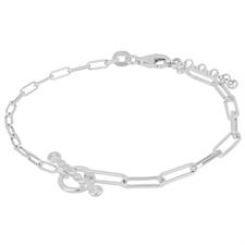 BRACCIALE OVALINA CON TONDINO E BARRETA T ZIRCONATA 925°/°°