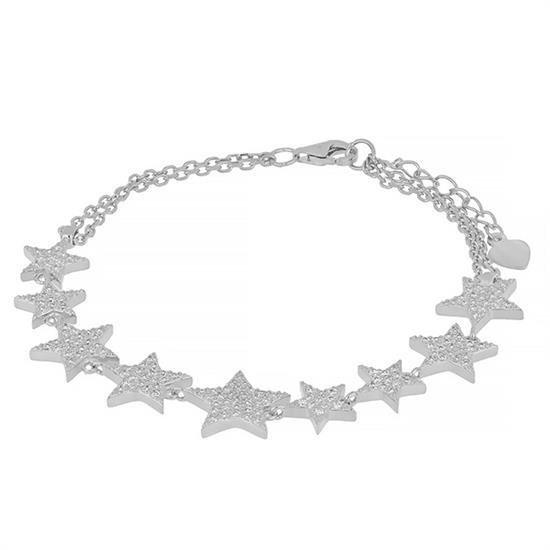 BRACCIALE STELLE SCALARI RODIO IN ARGENTO 925°/°° E ZIRCONI