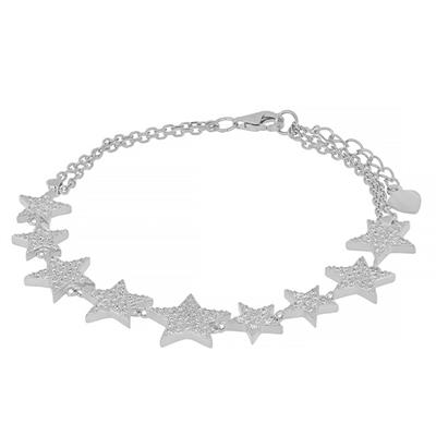 BRACCIALE STELLE SCALARI RODIO IN ARGENTO 925°/°° E ZIRCONI