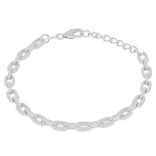 BRACCIALE MAGLIA LAVORATA ZIRCONATA IN ARGENTO 925°/°°