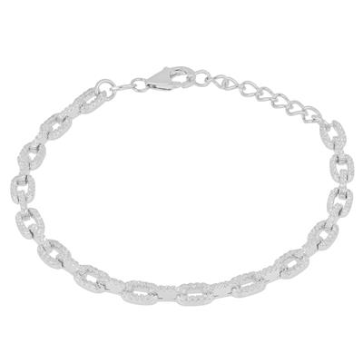 BRACCIALE MAGLIA LAVORATA ZIRCONATA IN ARGENTO 925°/°°