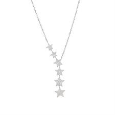 COLLANA STELLE SCALARI RODIO IN ARGENTO 925°/°° E ZIRCONI