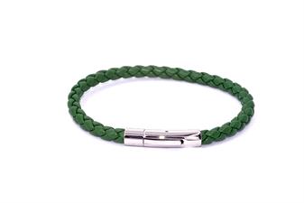 BRACCIALE ACCIAIO CHIUSURA TUBO SILVER CON TRECCIA VERDE