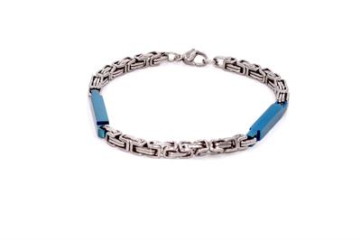 BRACCIALE MAGLIA SNAKE CON PIASTRE ACCIAIO