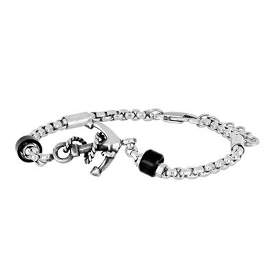 BRACCIALE CENTRALE ANCORA SILVER BARILOTTI LATERALI IN ACCIAIO